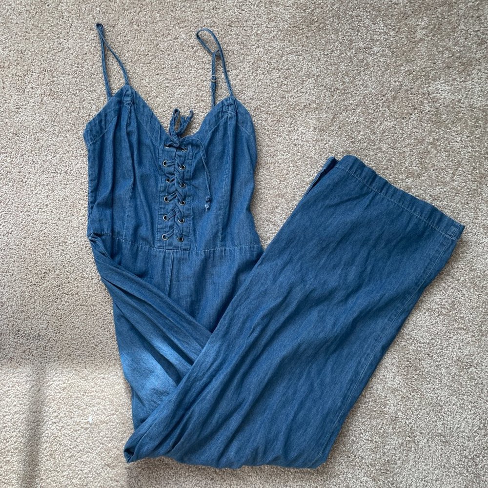 Faux Denim Jumpsuit